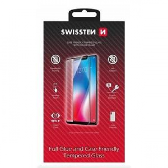 SKLO SWISSTEN FULL GLUE, COLOR FRAME, CASE FRIENDLY PRO APPLE IPHONE 17 ČERNÉ