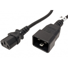 PremiumCord Kabel síťový propojovací 230V/10A, konektory IEC 320 C13 -> IEC 320 C20, 1m