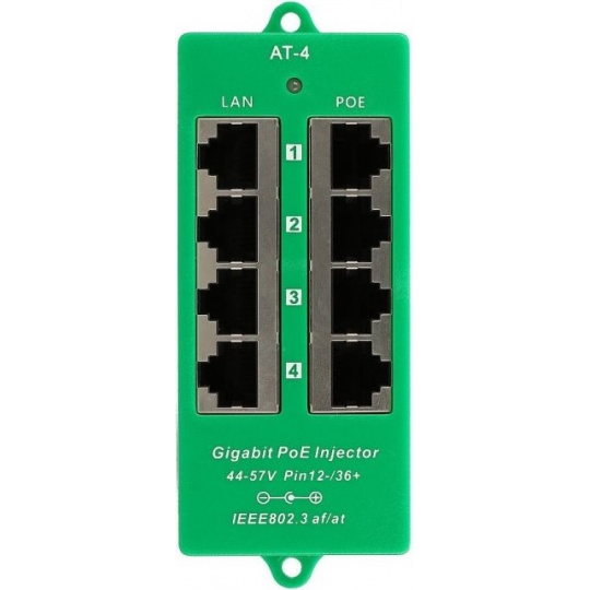 MaxLink Gigabitový 4-portový PoE panel, 802.3af/at