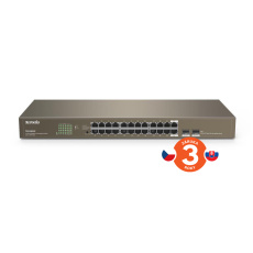 Tenda TEG1024F 24x Gigabit s SFP, 22x RJ45 + 2x SFP / RJ45, Fanless - bez ventilátorů, Rack , 6kV