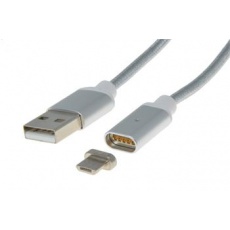 PremiumCord Magnetický micro USB 2.0, A-B nabíjecí a datový kabel 1m, stříbrný PremiumCord Magnetický micro USB 2.0, A-B nabíjecí a datový kabel 1m, stříbrný