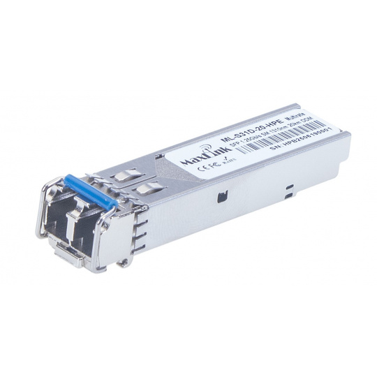 MaxLink 1.25G SFP optický HP modul, SM, 1310nm, 20km, 2x LC konektor, DDM, HPE kompatibilní MaxLink 1.25G SFP optický HP modul, SM, 1310nm, 20km, 2x LC konektor, DDM, HPE kompatibilní