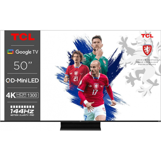 TCL 50C803, Smart Google TV, QLED LCD 4K/144Hz s podsvícením Mini LED + 3 roky záruky po registraci
